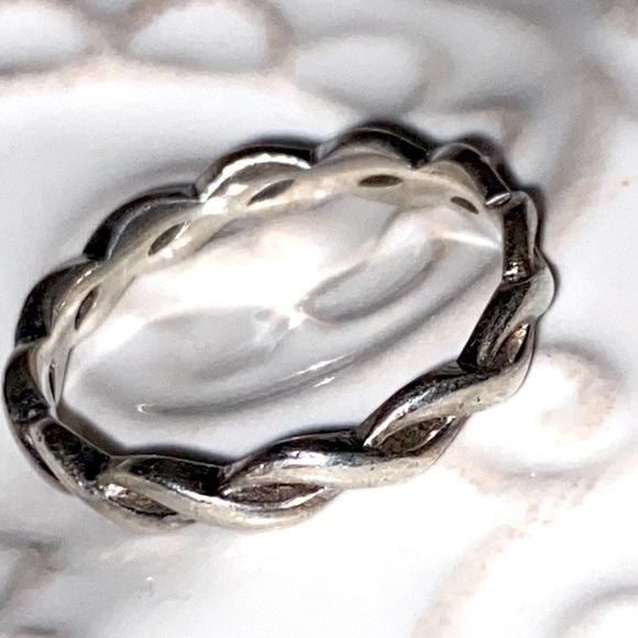 Sterling Silver Twisted Rope Wedding Anniversary Band Ring Vintage With Pouch - Picture 9 of 16